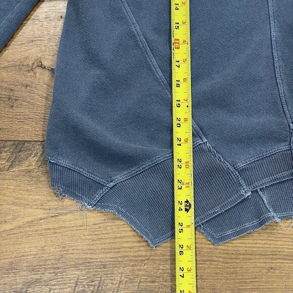 Wilt Sweatshirt Womens XS Blue Crewneck Casual Faded Raw Hem Distressed Boho - Picture 12 of 13
